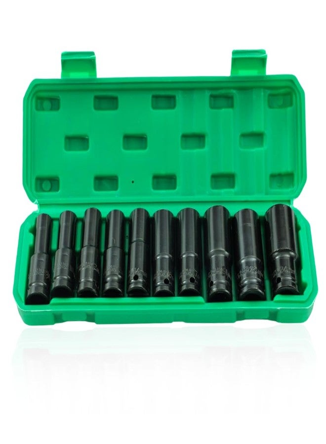 Homdum 10pcs Deep Impact Socket Set Universal Socket Metric Drive Hex Long Socket Set Wrench For Air Pneumatic Repair Tools 8-24MM Size - Image 1